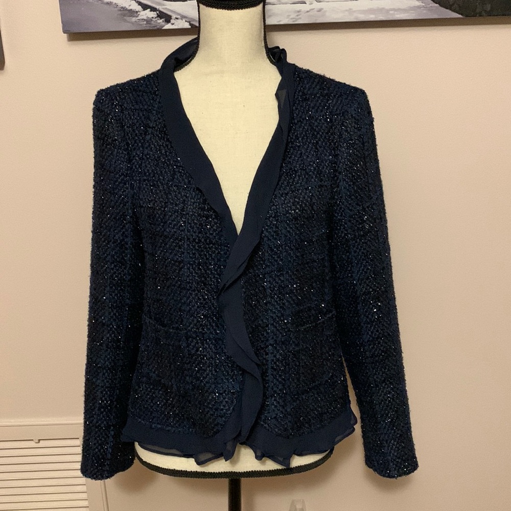 Vince Camuto Chanel Style Tweed Jacket Blazer sz 12 EUC